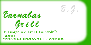 barnabas grill business card